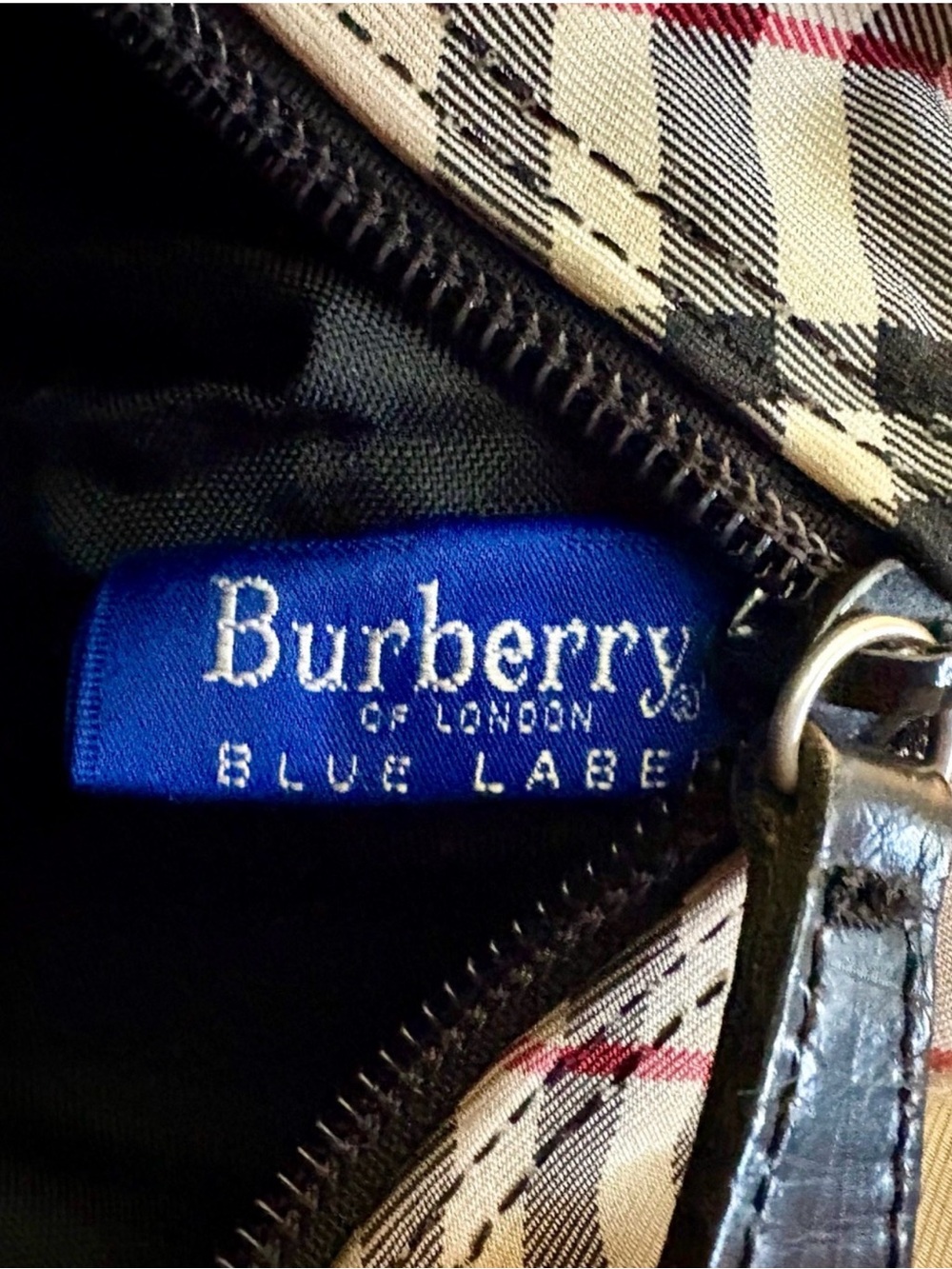Burberry Blue Label Olive Green Nylon Mini Tote Bag with Nova Check & Dust Bag - Picture 2 of 15